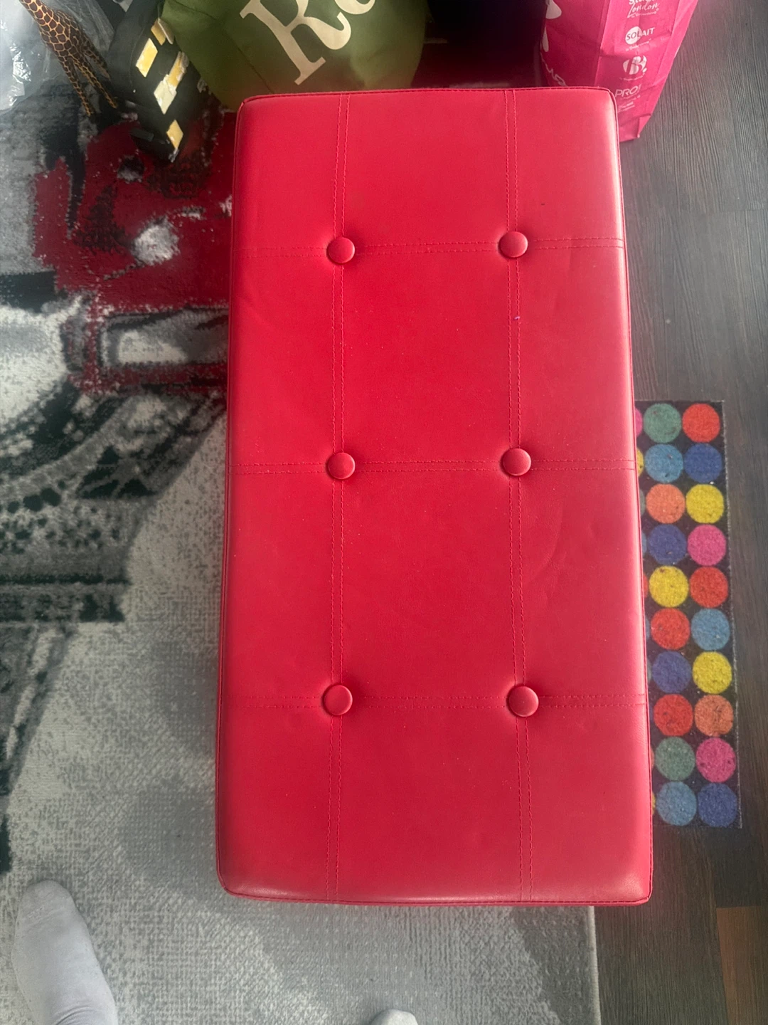 Red Storage Ottoman Bench