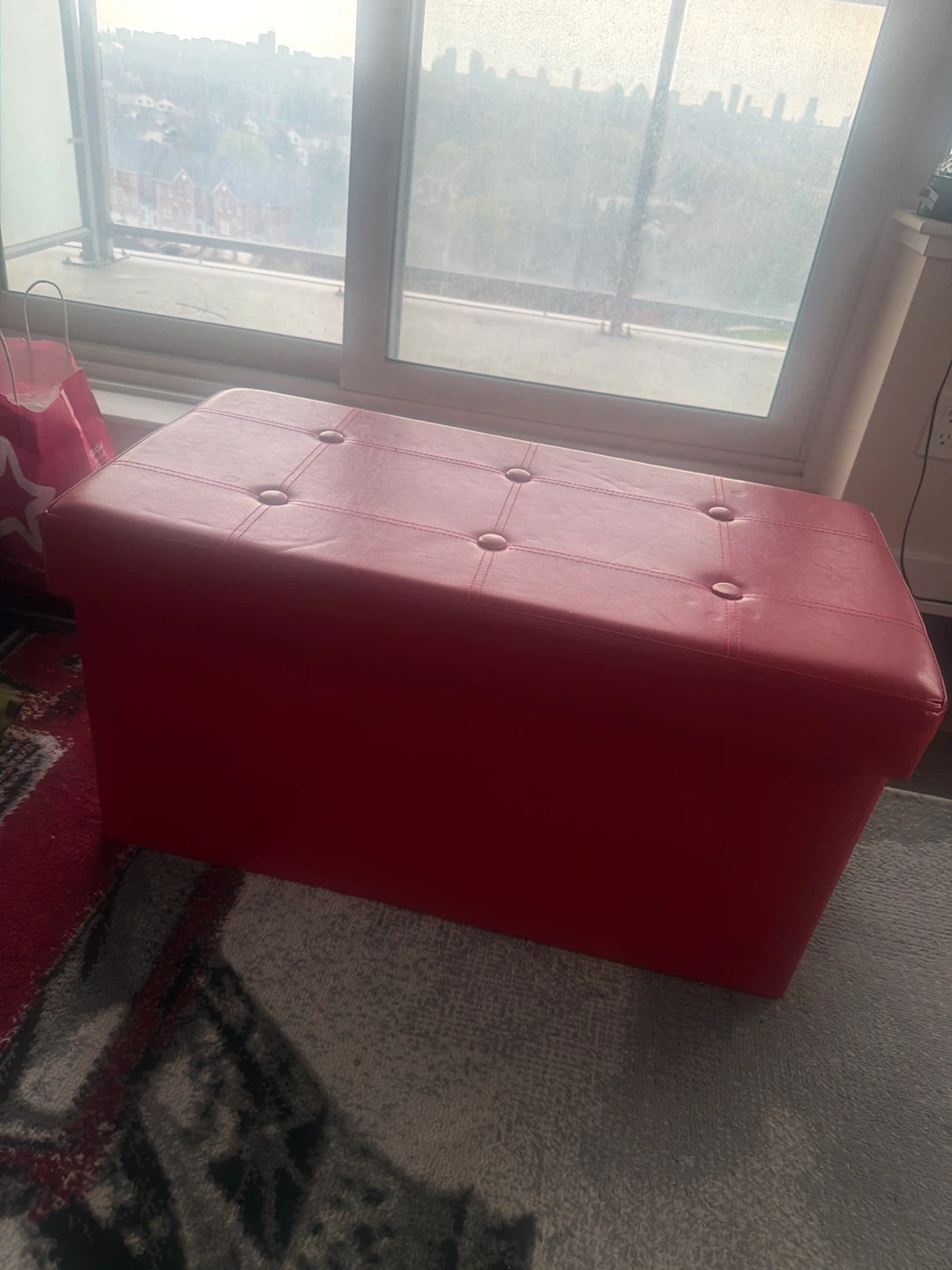 Red Storage Ottoman Bench - photo 2