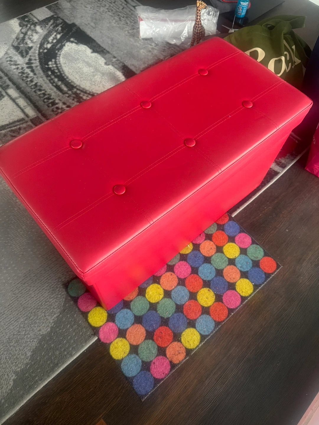 Red Storage Ottoman Bench - photo 3