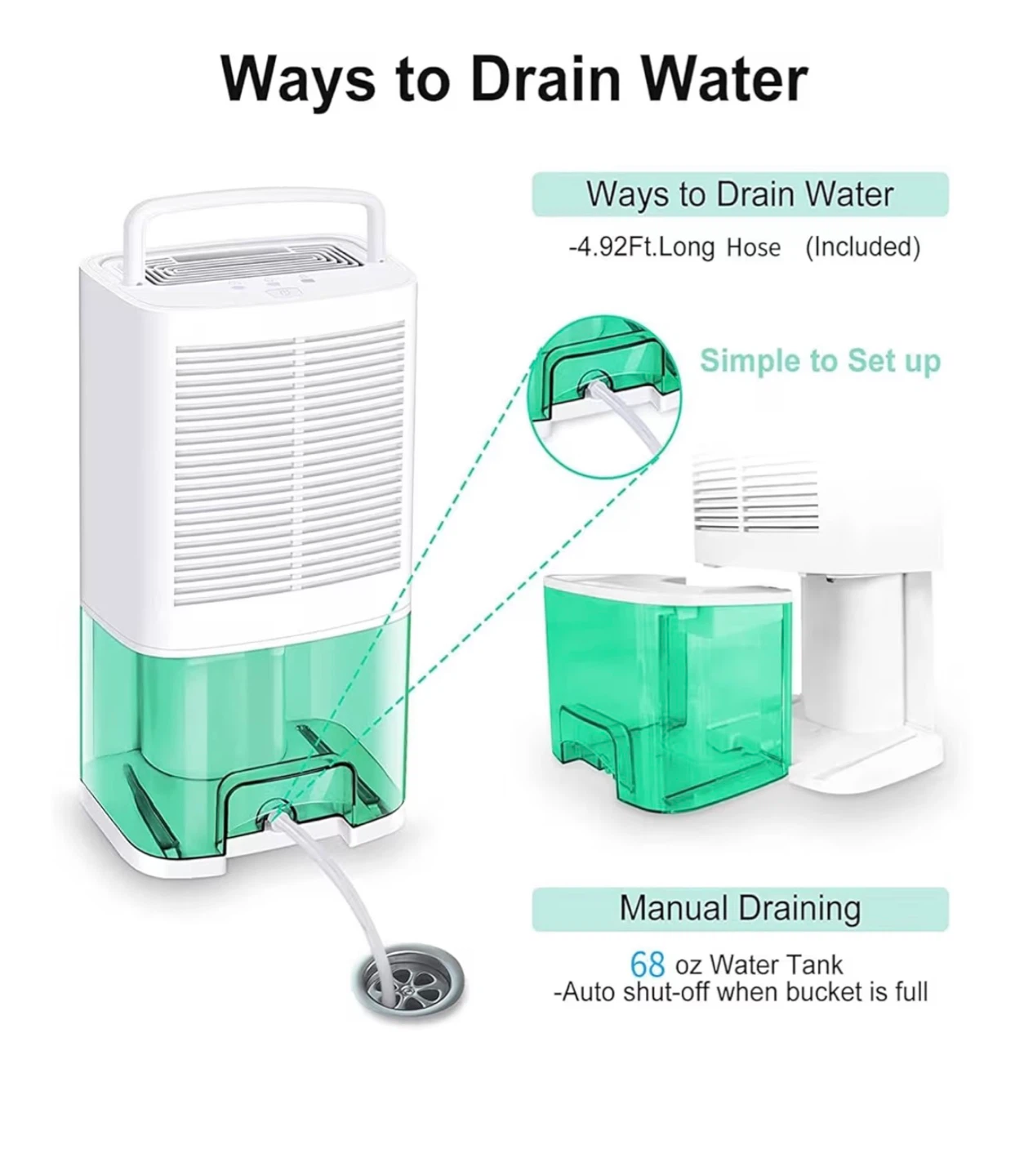 Compact Dehumidifier with 68oz Water Tank - photo 3