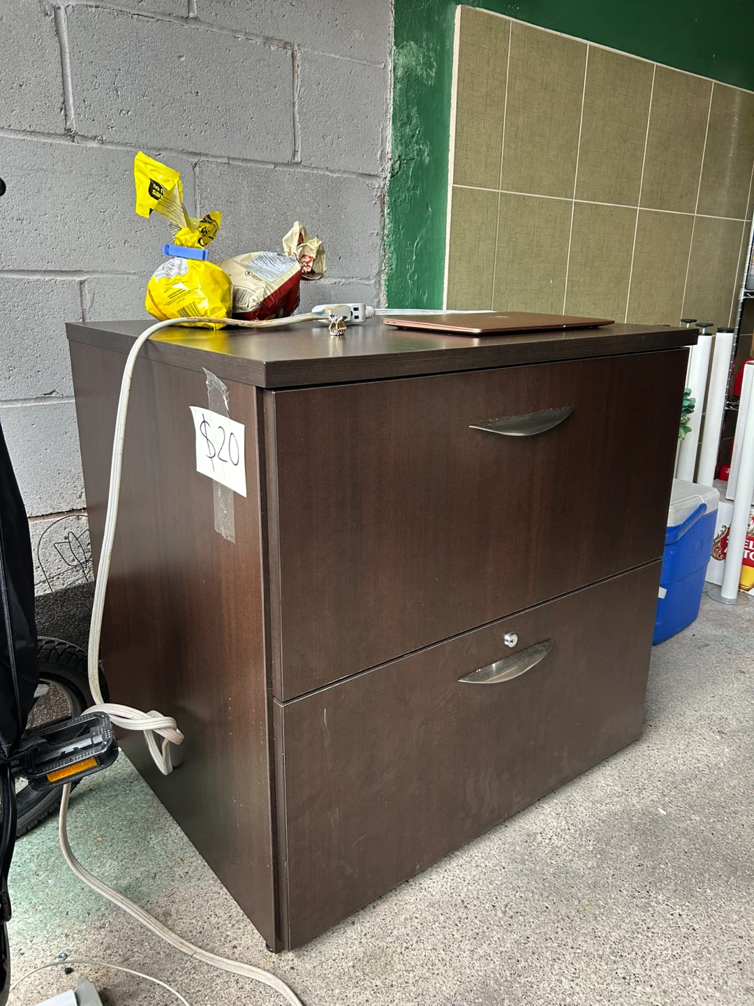 Big Dark Brown 2-Drawer Filing Cabinet
