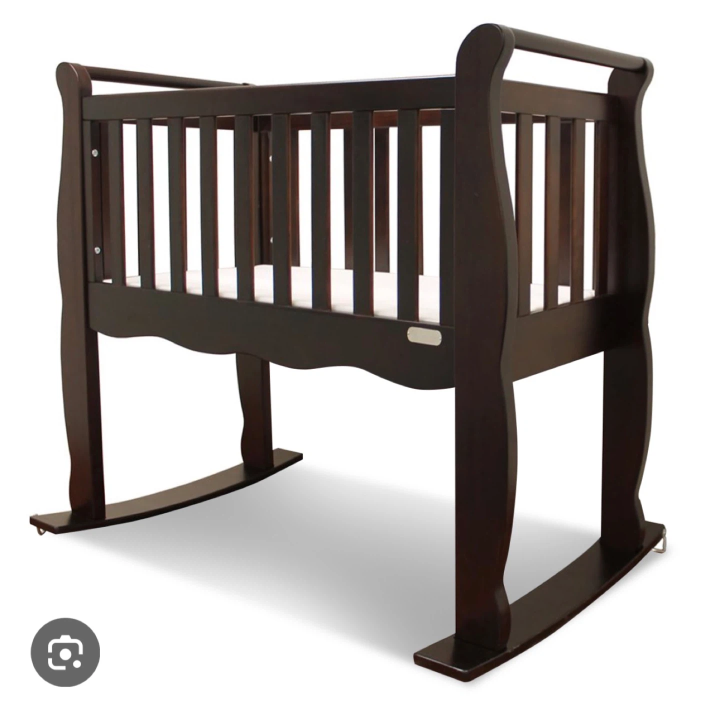 Dark Brown Wooden Rocking Bassinet
