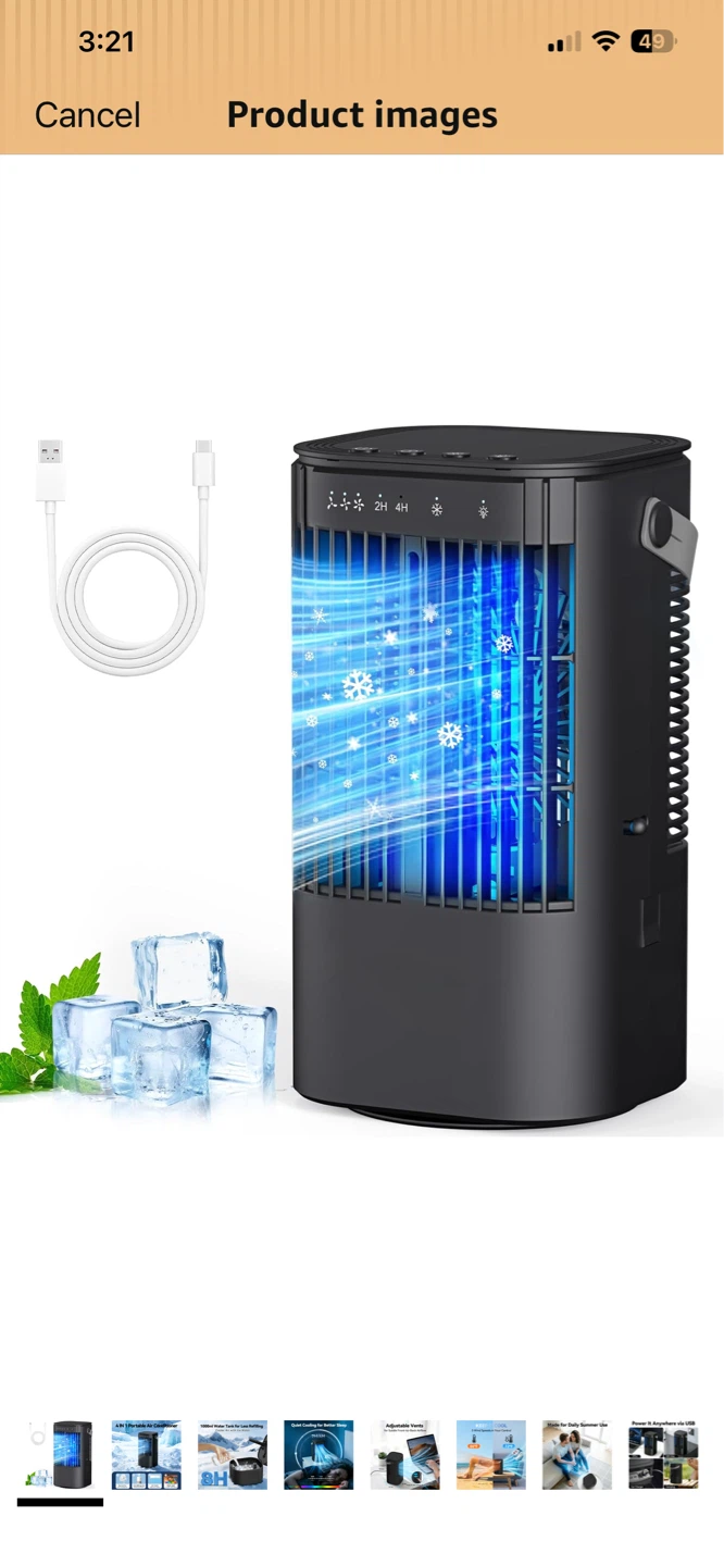 Portable Air Cooler Fan - Black