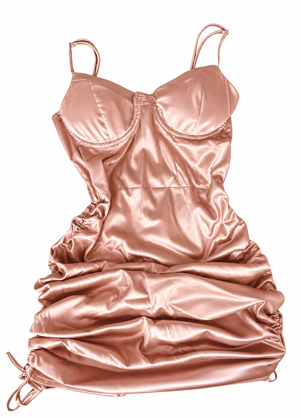 Satin Ruched Bodycon Dress