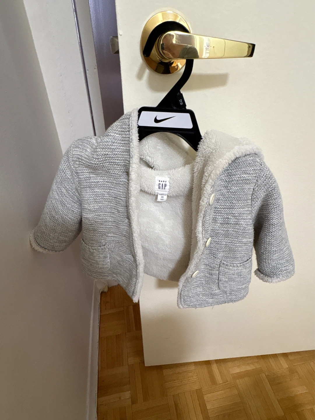 Baby Gap Grey Knit Sherpa Lined Hooded Jacket
