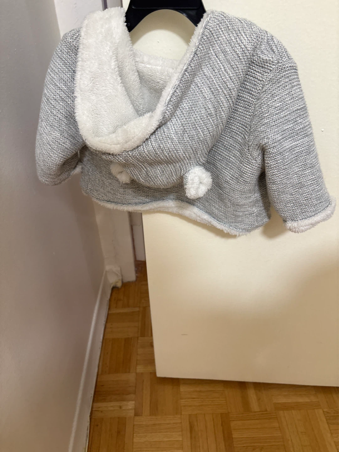 Baby Gap Grey Knit Sherpa Lined Hooded Jacket - photo 2