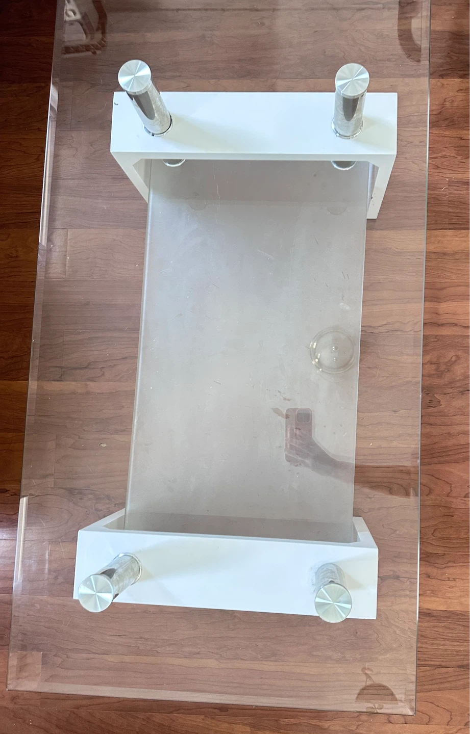 Glass Coffee Table with White Base - photo 2