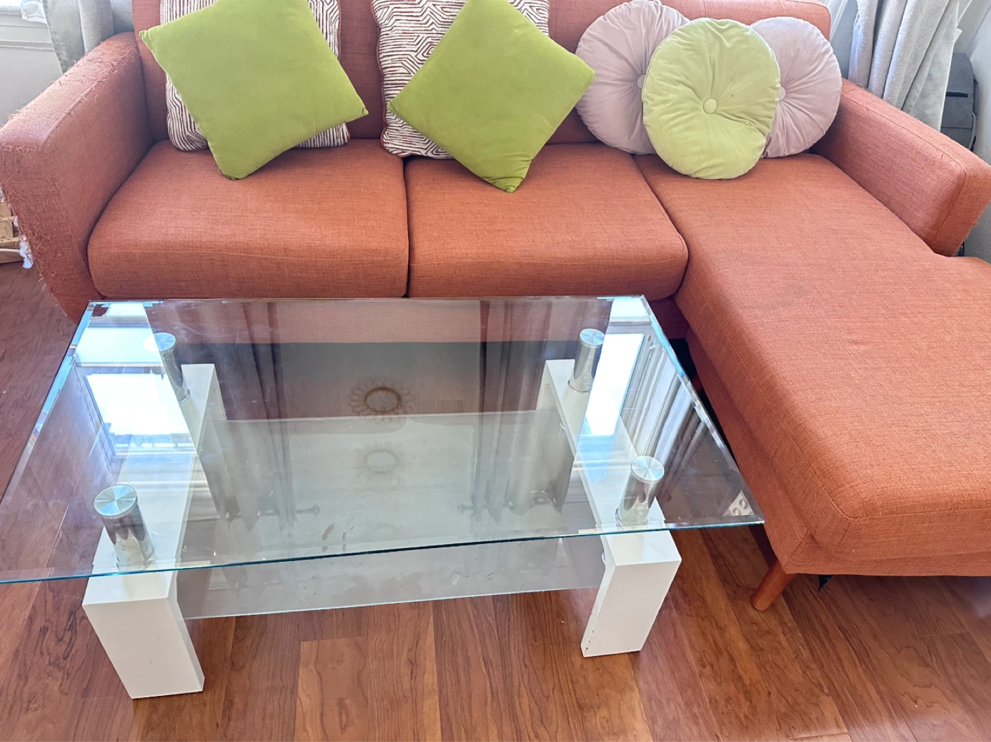 Glass Coffee Table with White Base - photo 3