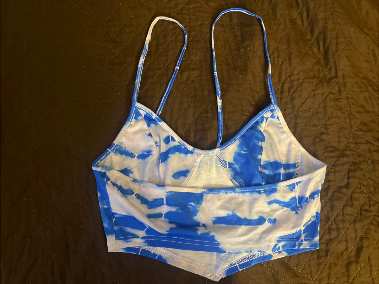 Blue and White Tie-Dye Crop Top - photo 3