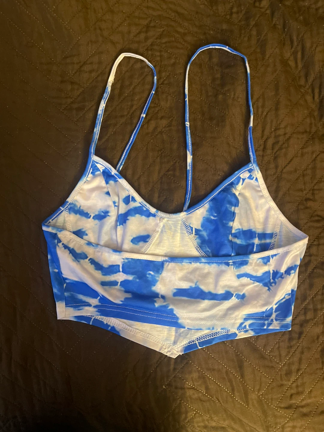 Blue and White Tie-Dye Crop Top - photo 4