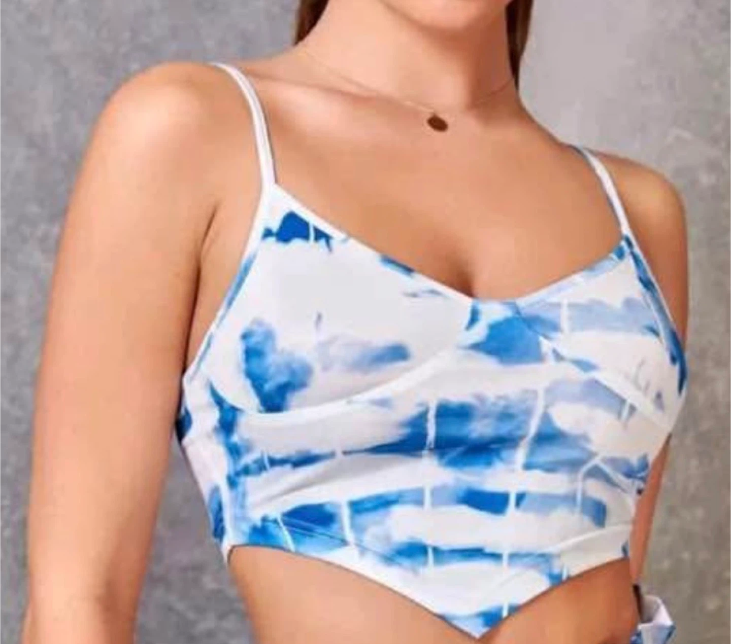 Blue and White Tie-Dye Crop Top