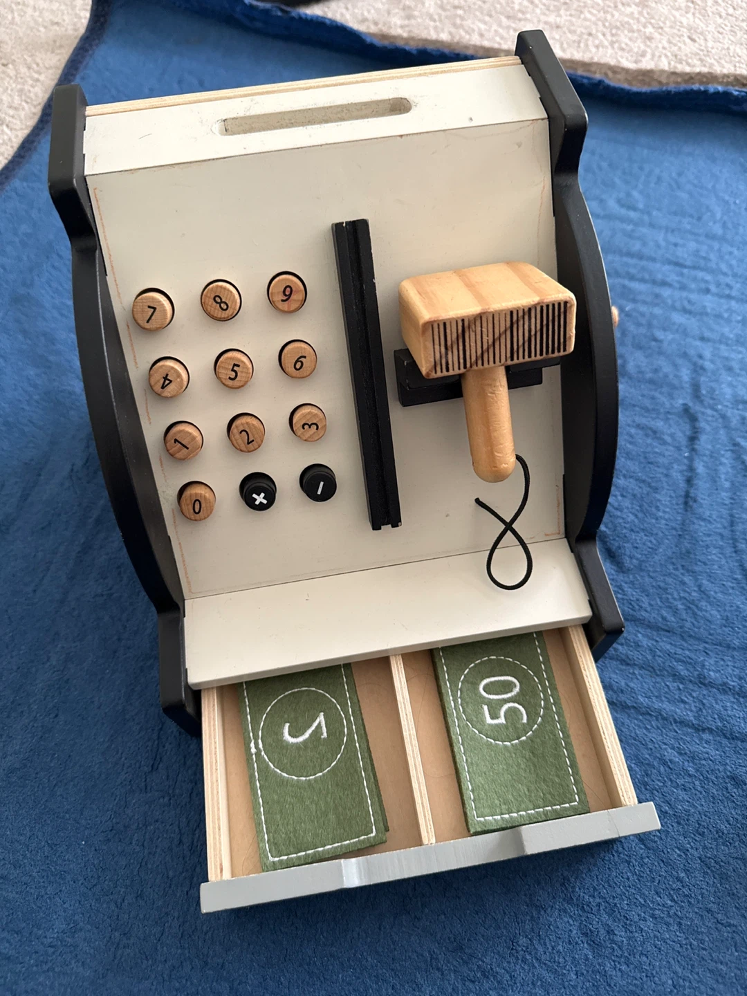 Wooden Toy Cash Register with Play Money