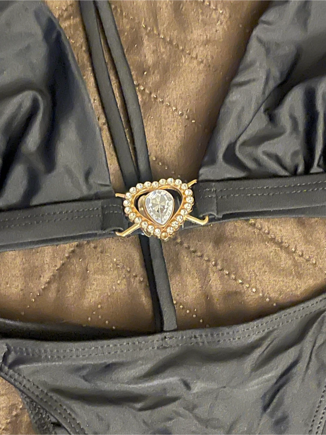Black Bikini Set with Gold Chain and Heart Detail - Size M - photo 2
