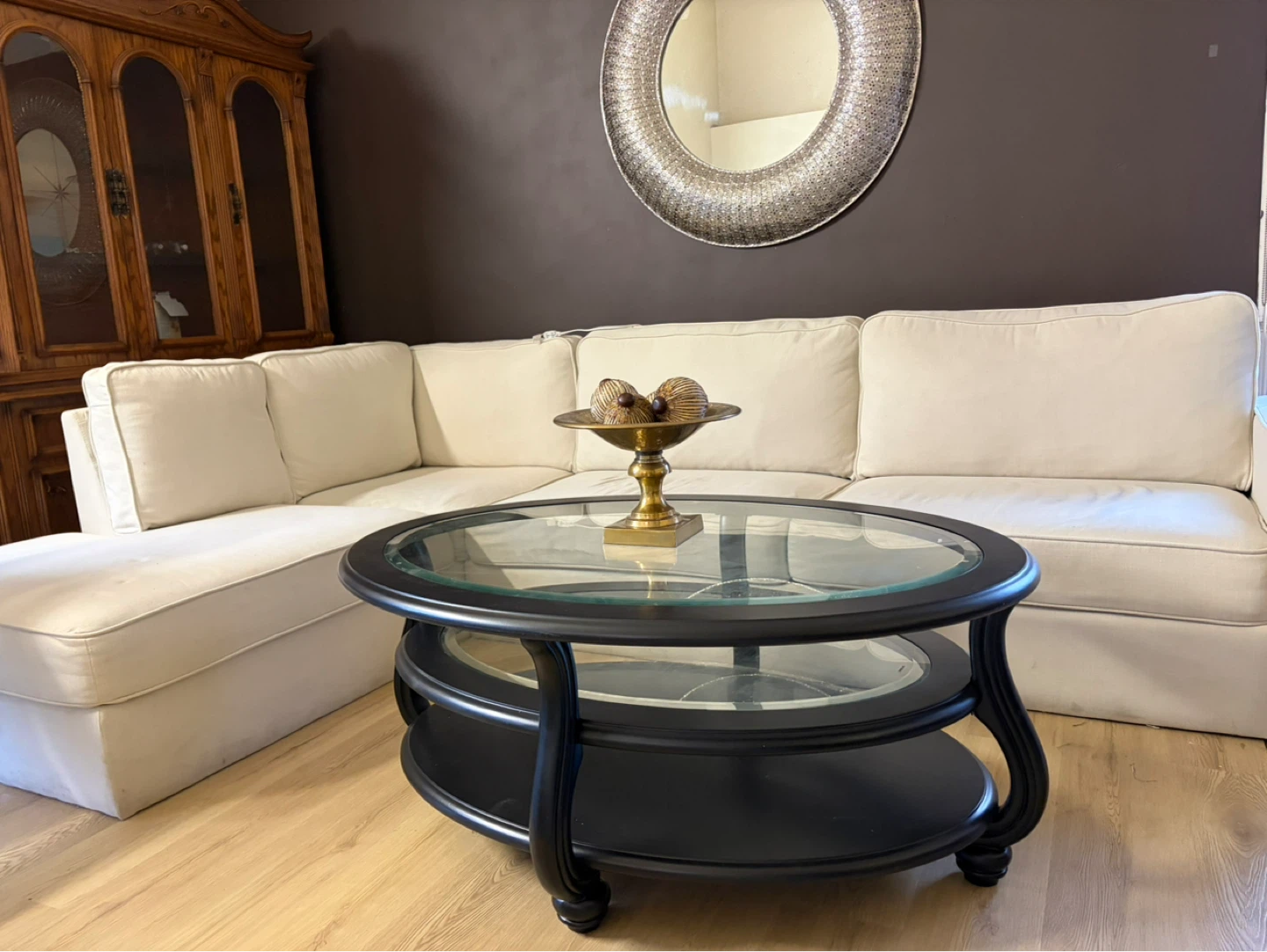 Oval Glass Top Coffee Table