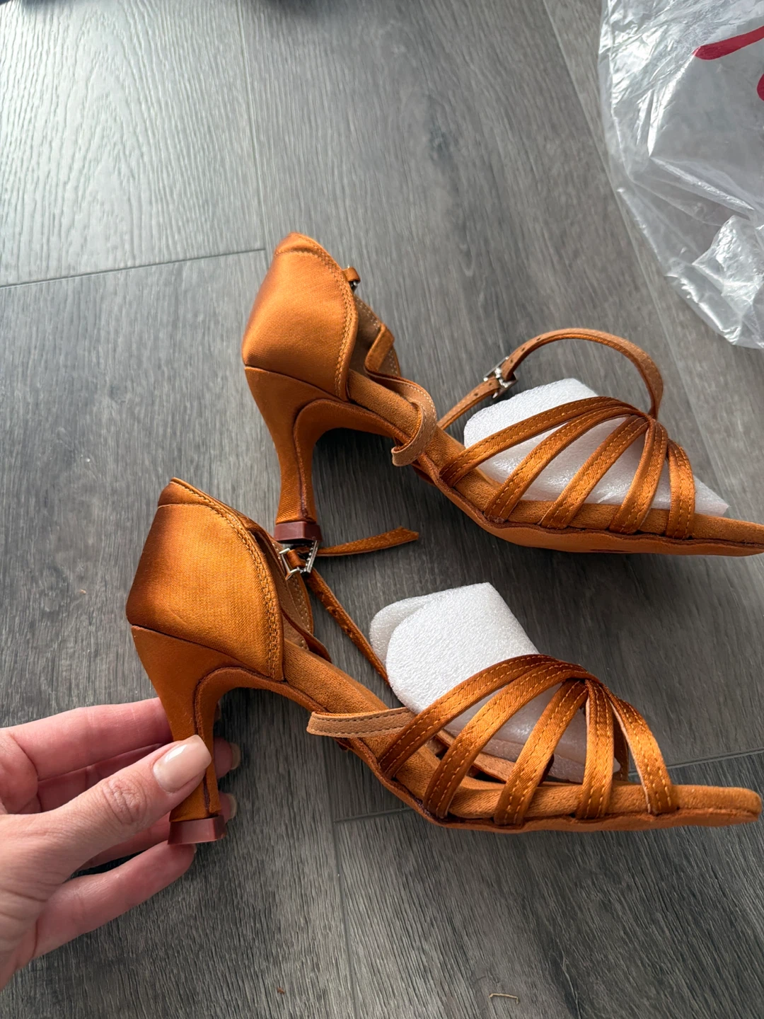 Women's Orange Satin Ballroom Dance Heels Size 34