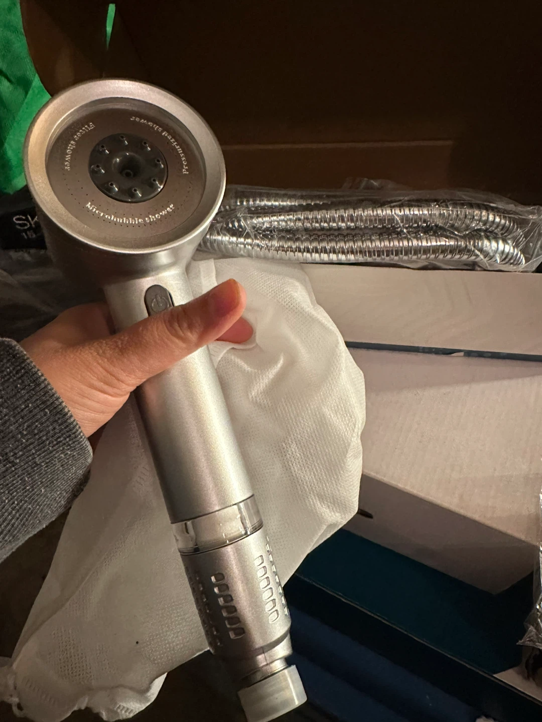 Silver Handheld Shower Head with Hose