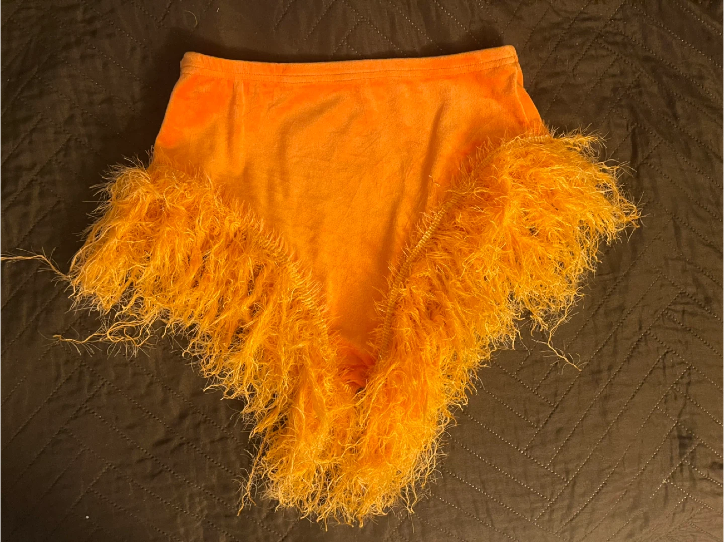 Orange Feather Trim Skirt