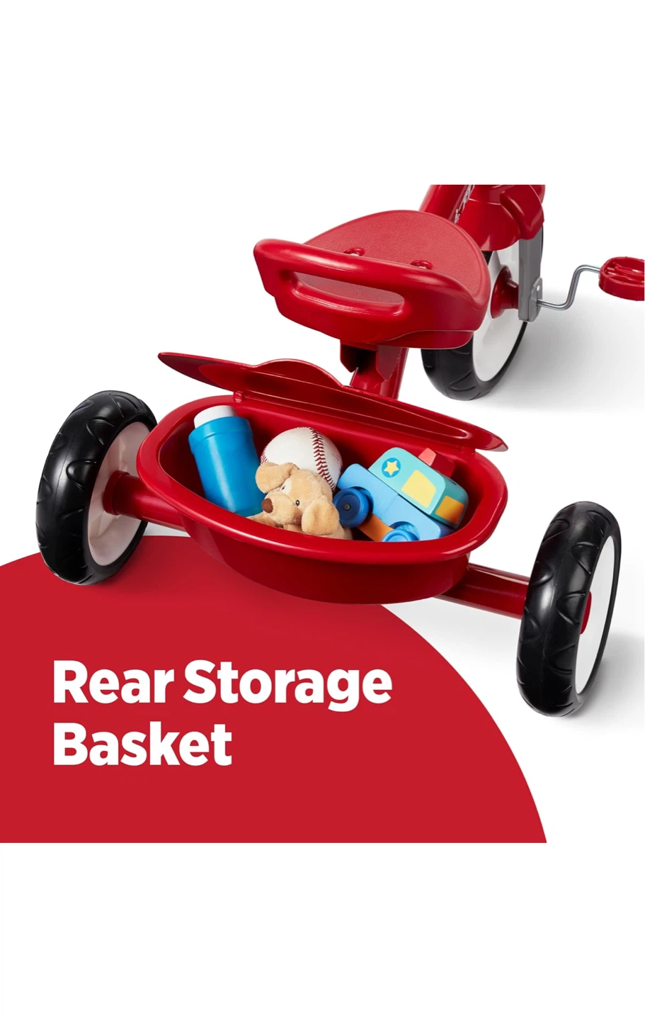 Radio Flyer Red Tricycle with Parent Handle and Storage - photo 2