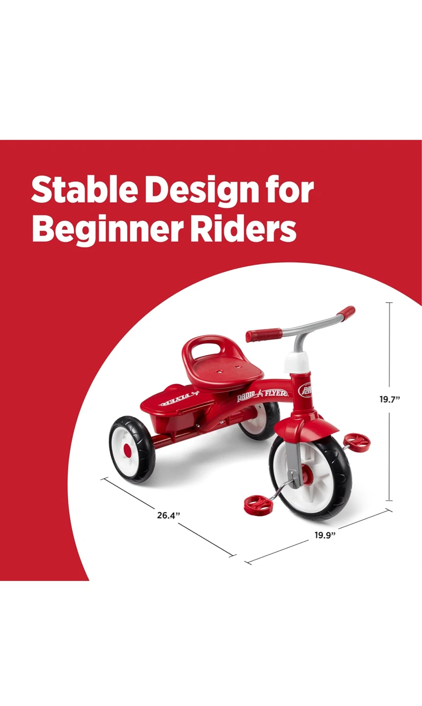 Radio Flyer Red Tricycle with Parent Handle and Storage - photo 3