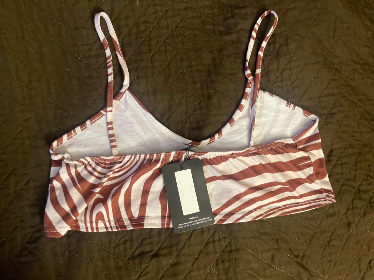 PrettyLittleThing Brown Zebra Print Crop Top - photo 2