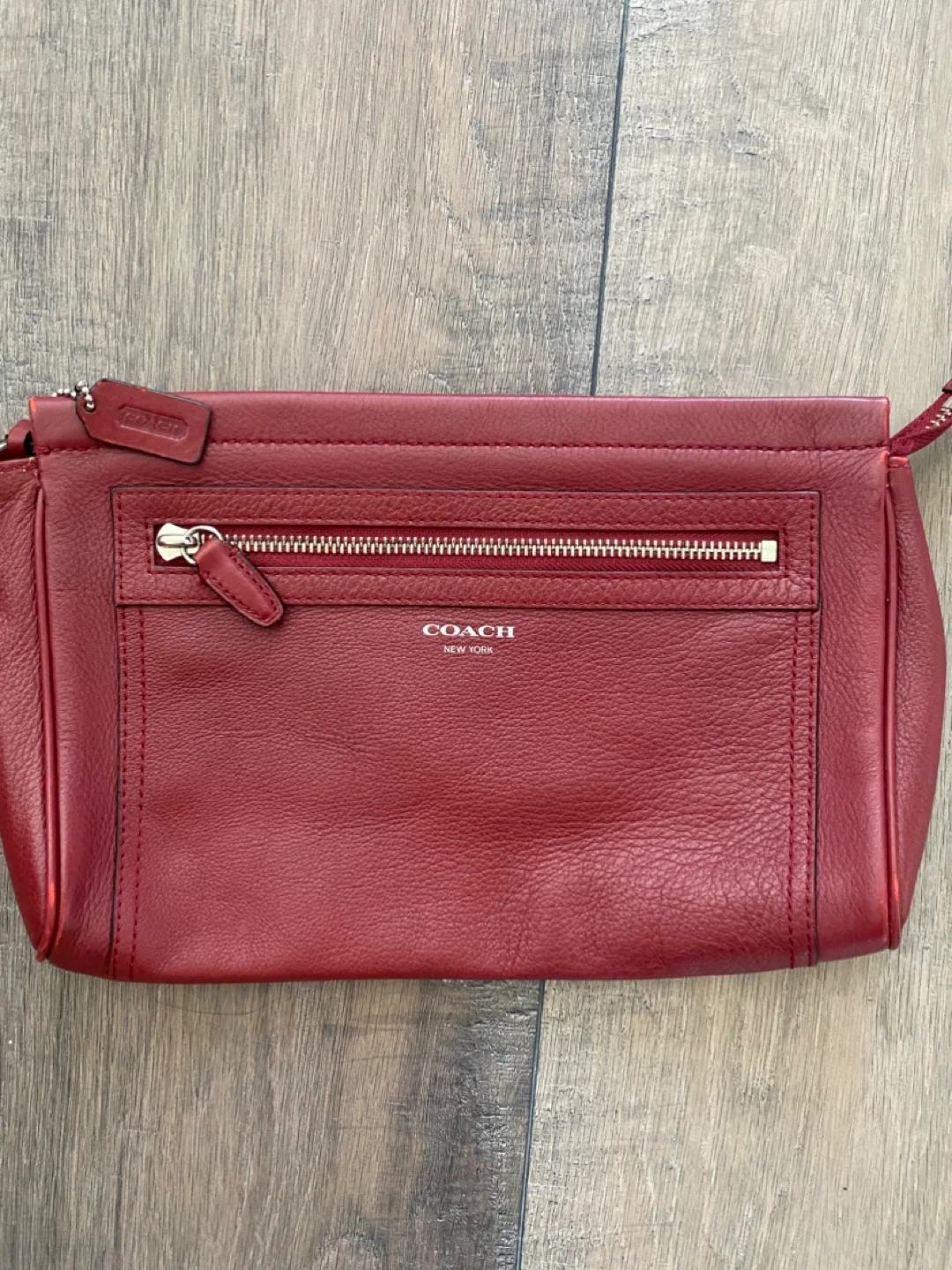 COACH Red Leather Wristlet Clutch