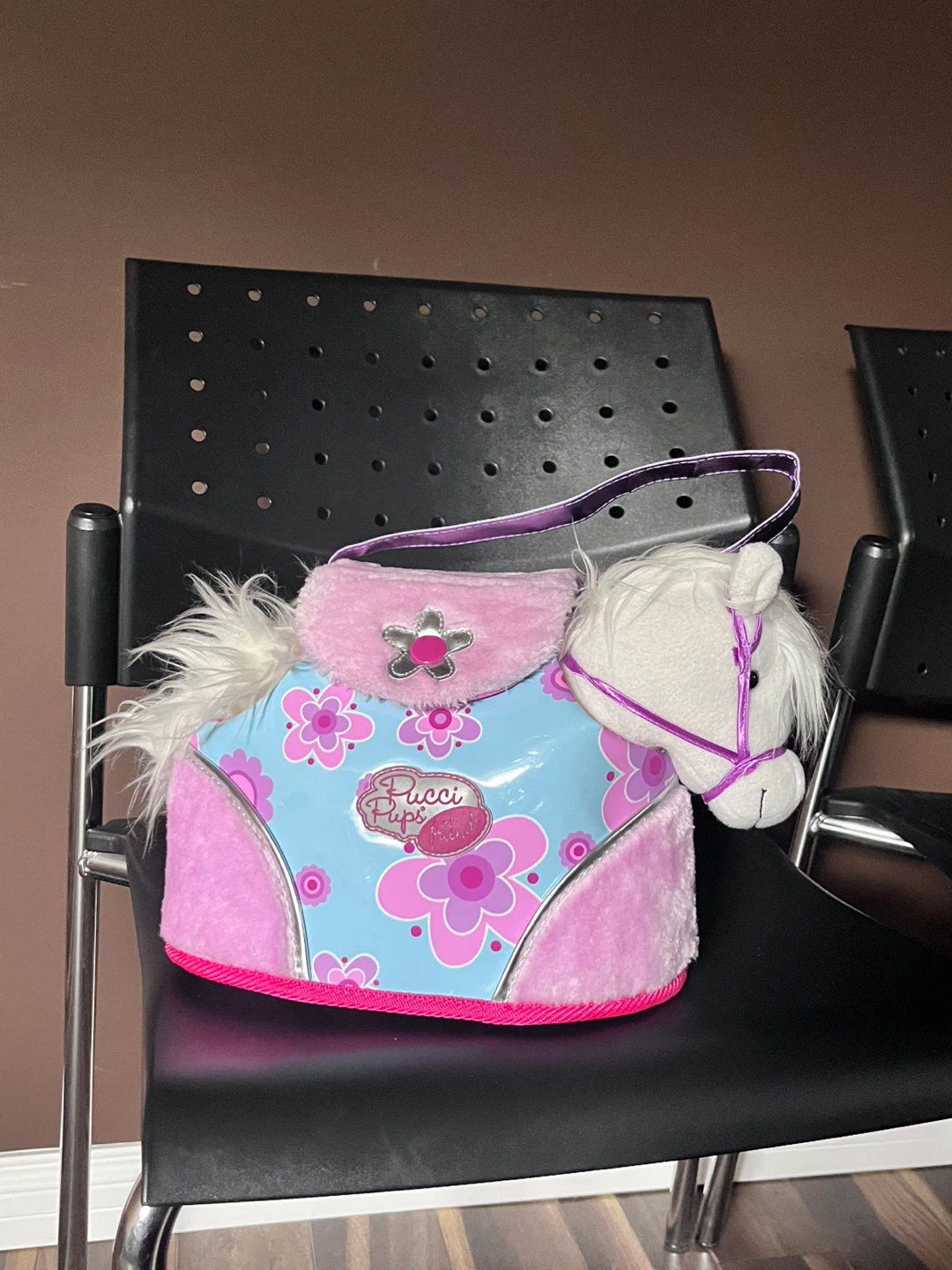Stuffed horse toy with accessories and purse