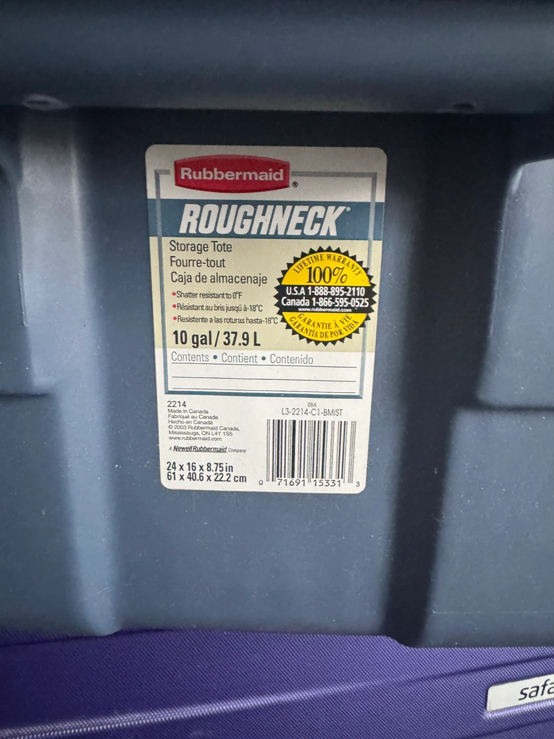 Rubbermaid Roughneck 10 Gal Storage Tote - photo 2