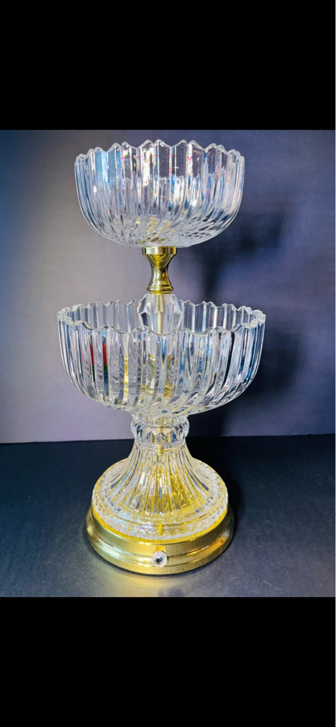 2-Tier Crystal & Gold Serving Stand - photo 4