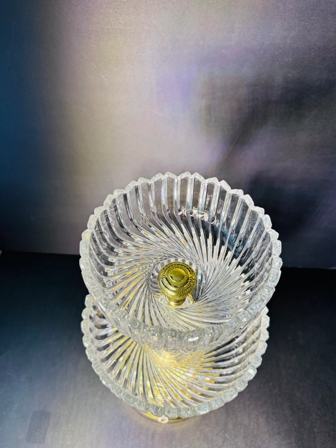 2-Tier Crystal & Gold Serving Stand - photo 3