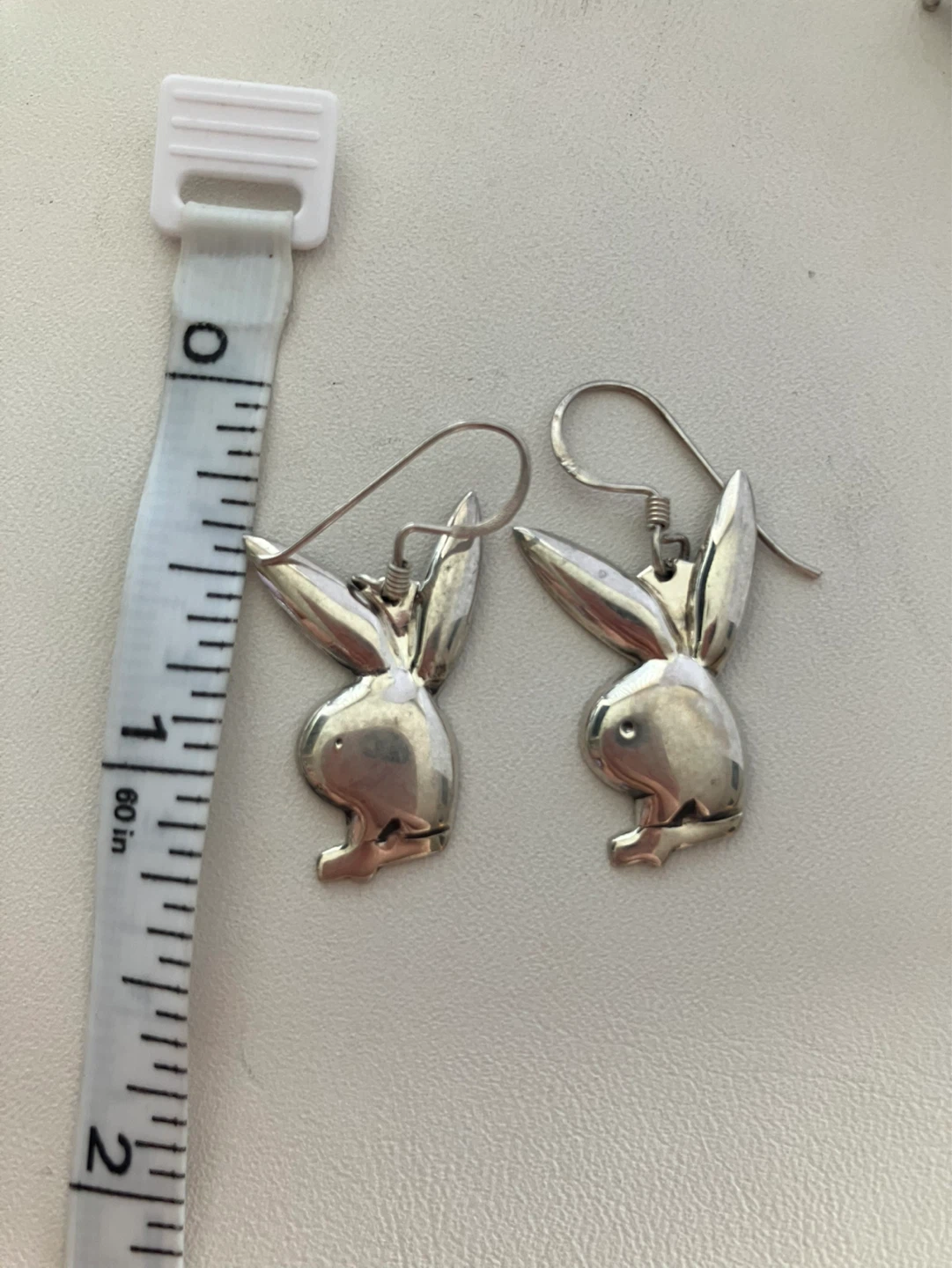 Playboy Bunny Earrings Silver Tone Dangle - photo 2