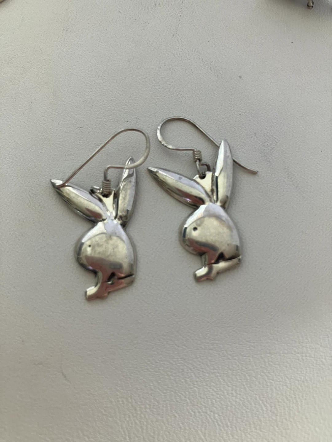 Playboy Bunny Earrings Silver Tone Dangle