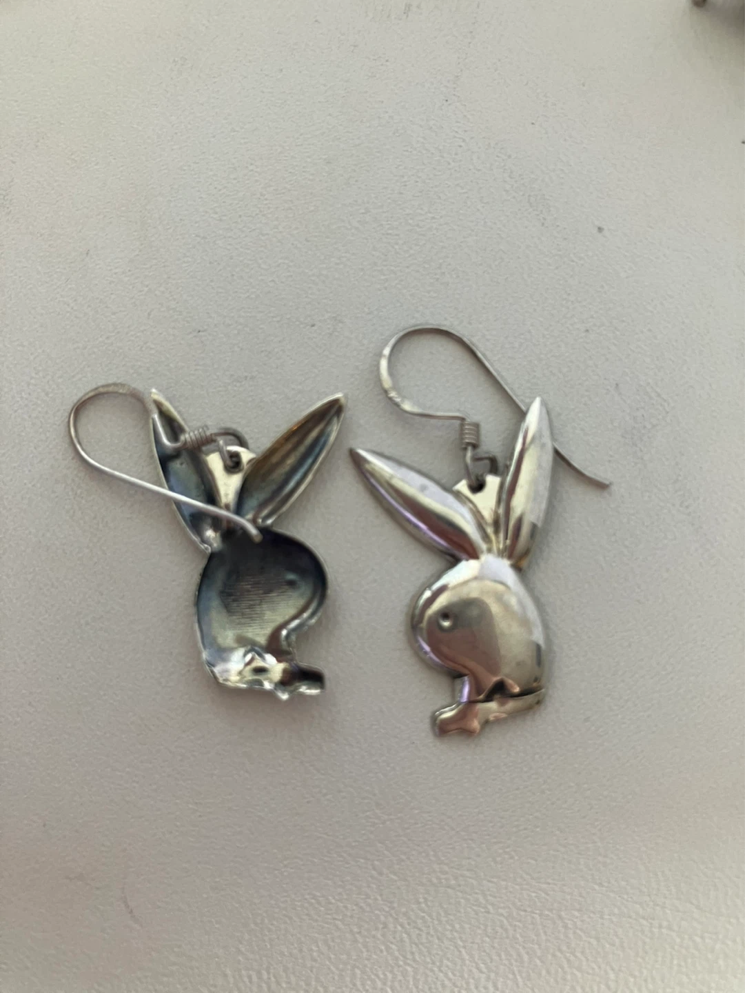 Playboy Bunny Earrings Silver Tone Dangle - photo 3