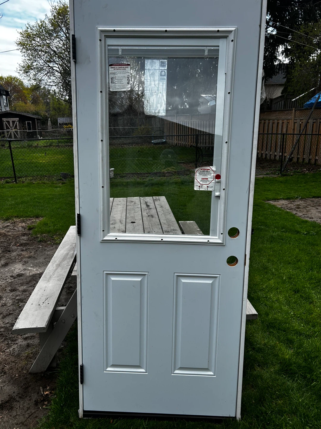 Exterior steel door.