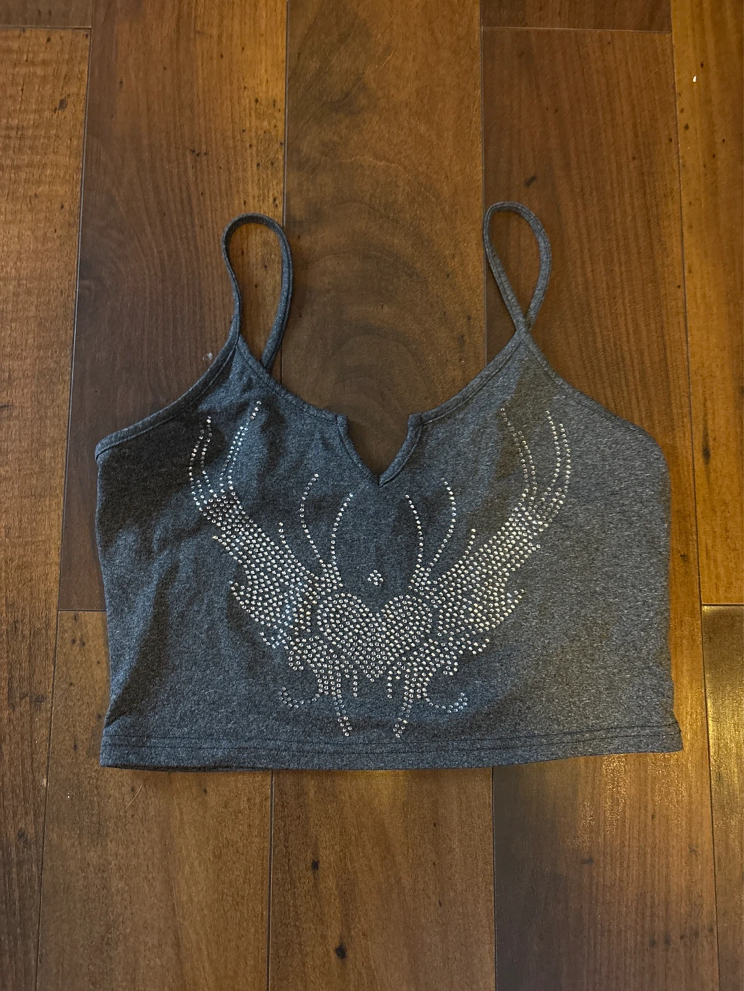 Romwe Grey Embellished Cami Top Size M