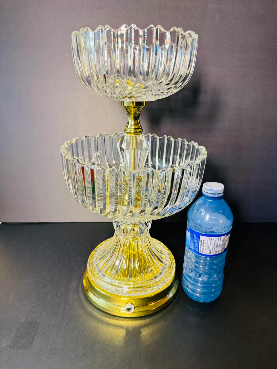 2-Tier Crystal & Gold Serving Stand - photo 5