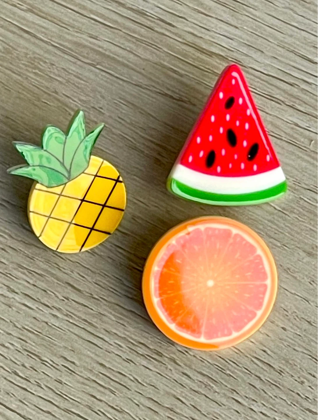 Set of 3 Vintage fruit-themed Resin Pins