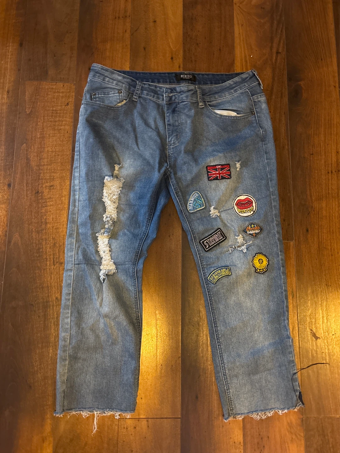 Bee & Ceci Distressed Patch Jeans Size 18