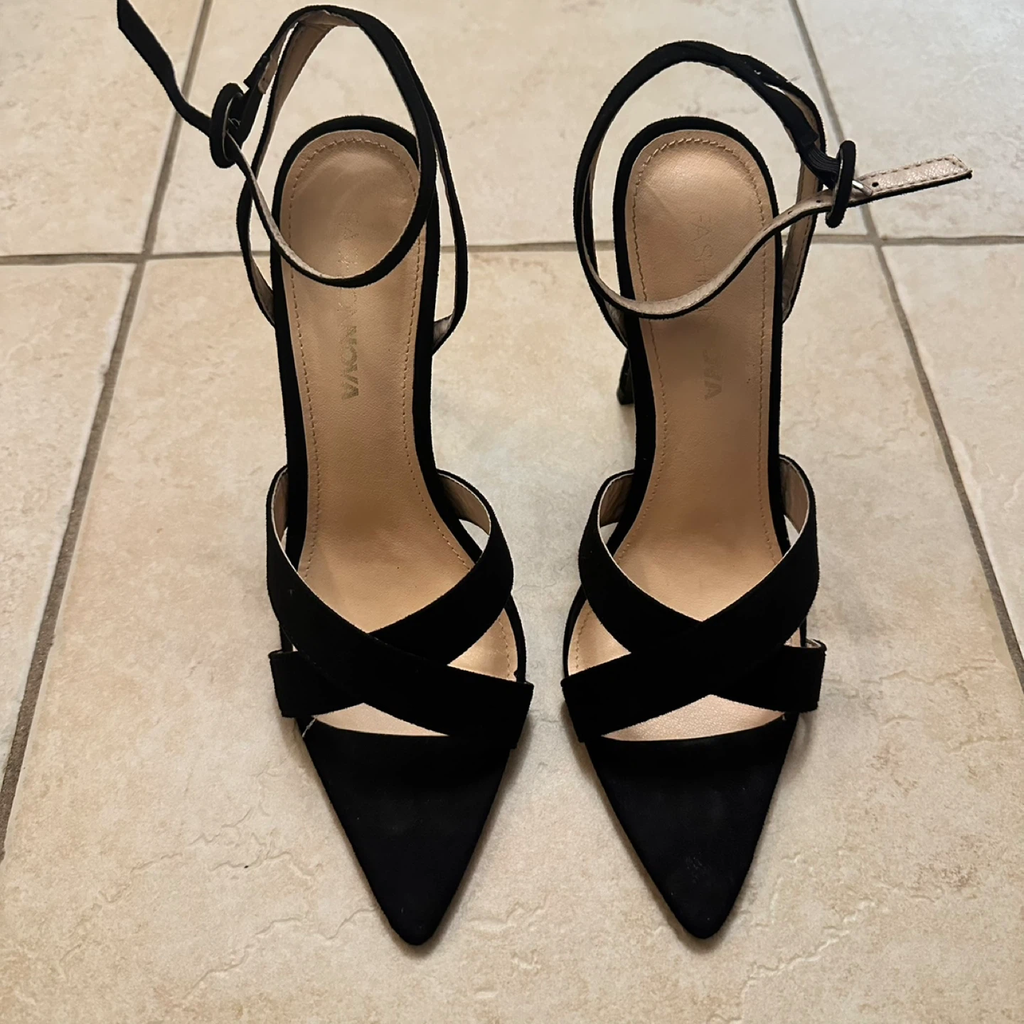 Black Heeled Sandals Size 7
