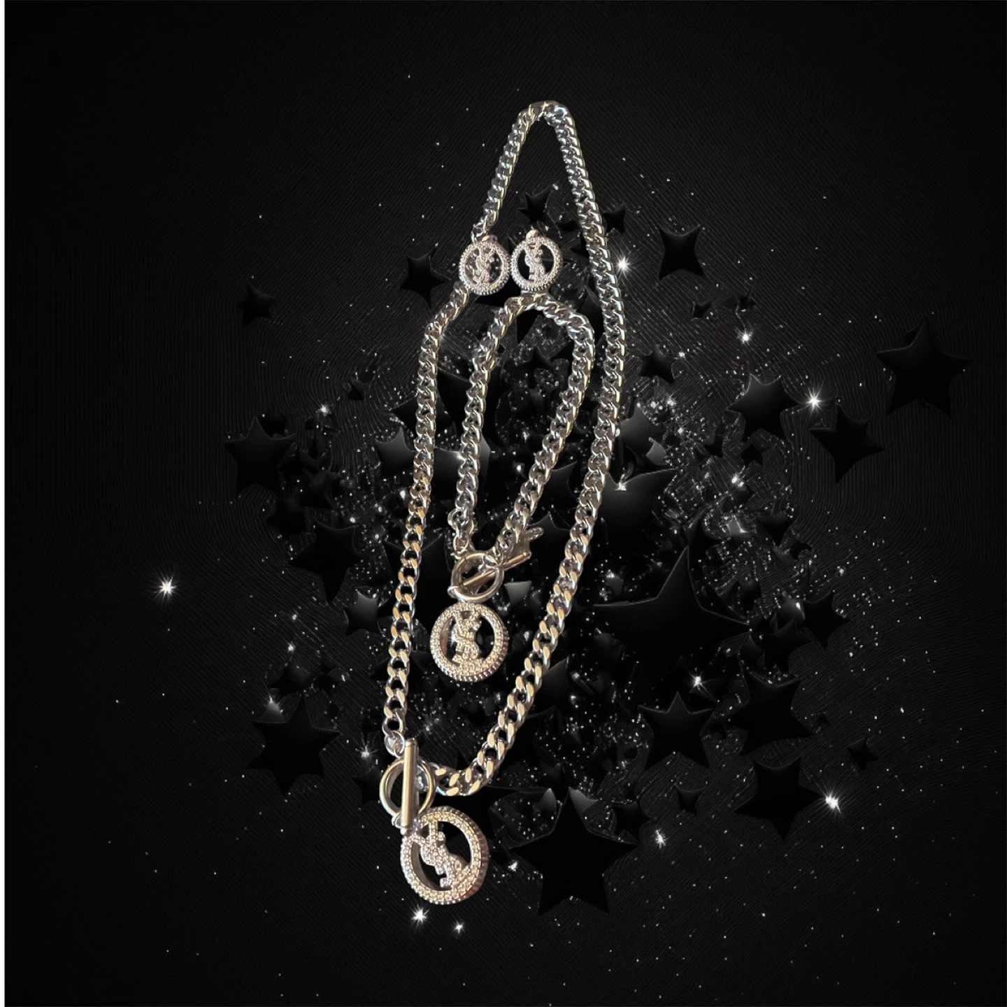 Silver Tone Heart Necklace and Earrings Set - photo 2