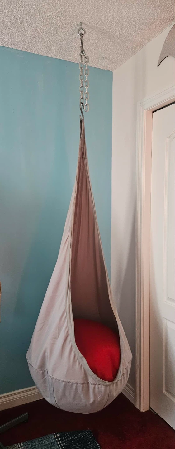 Hanging Pod Chair with Red Cushion - photo 2