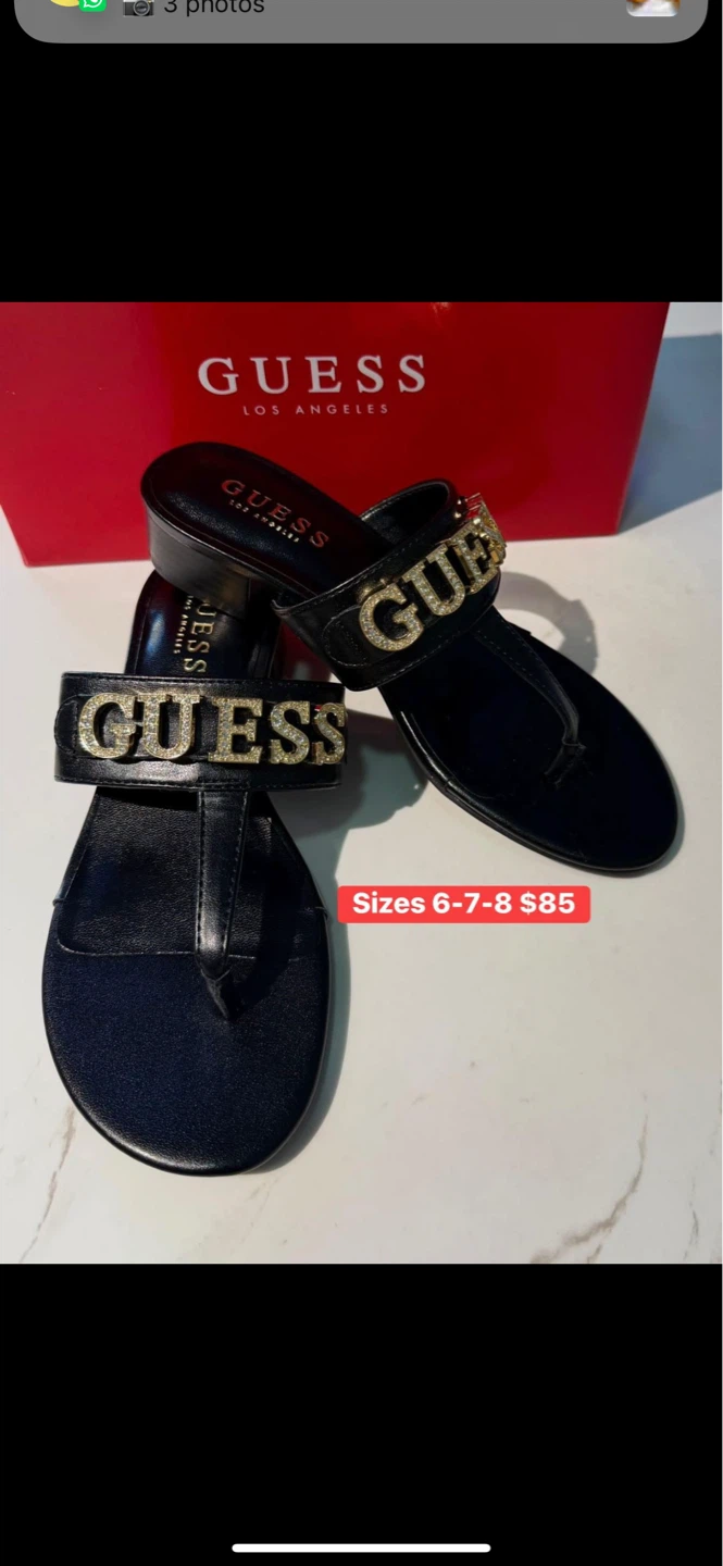 Guess Lites T-Strap Block Heel Sandals - Black