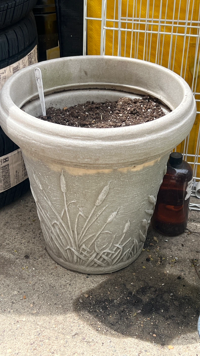 Large Decorative plastic Planter Pot with Cattail Design
