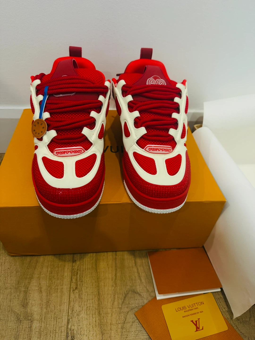 Louis Vuitton Red & White Sneakers - photo 2