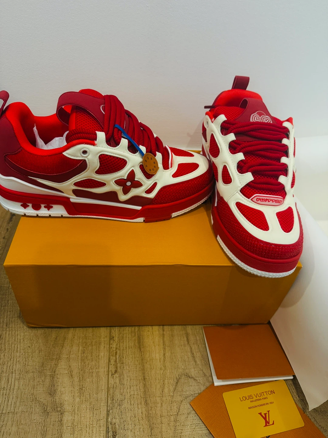 Louis Vuitton Red & White Sneakers - photo 4