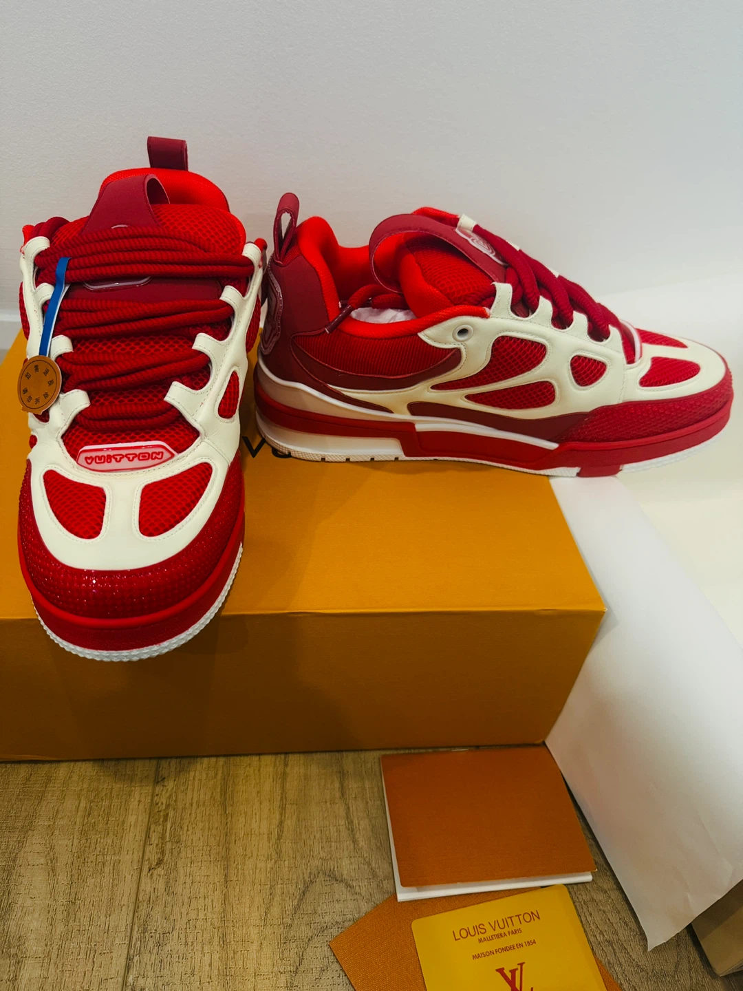 Louis Vuitton Red & White Sneakers - photo 3