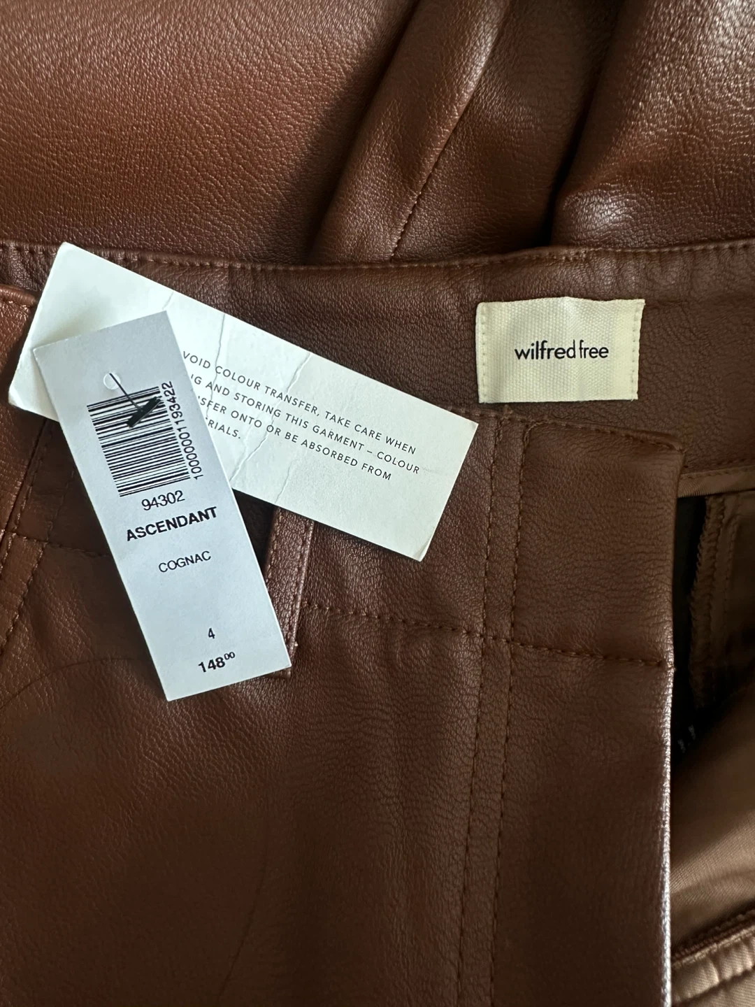 Wilfred Free Ascendant Faux Leather Pants Cognac Size 4 - photo 2