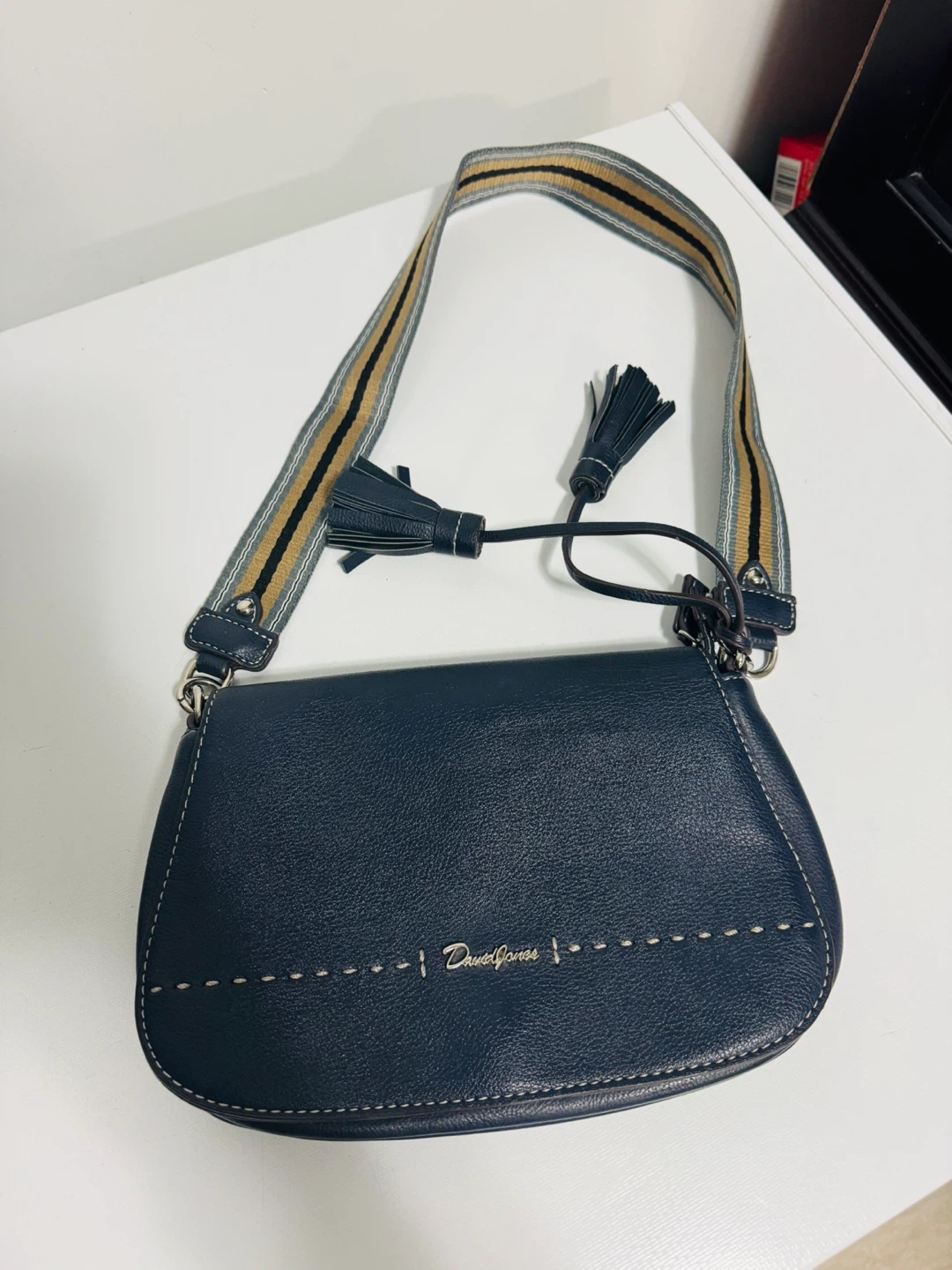 David Jones Dark Blue Shoulder Bag with Tassels