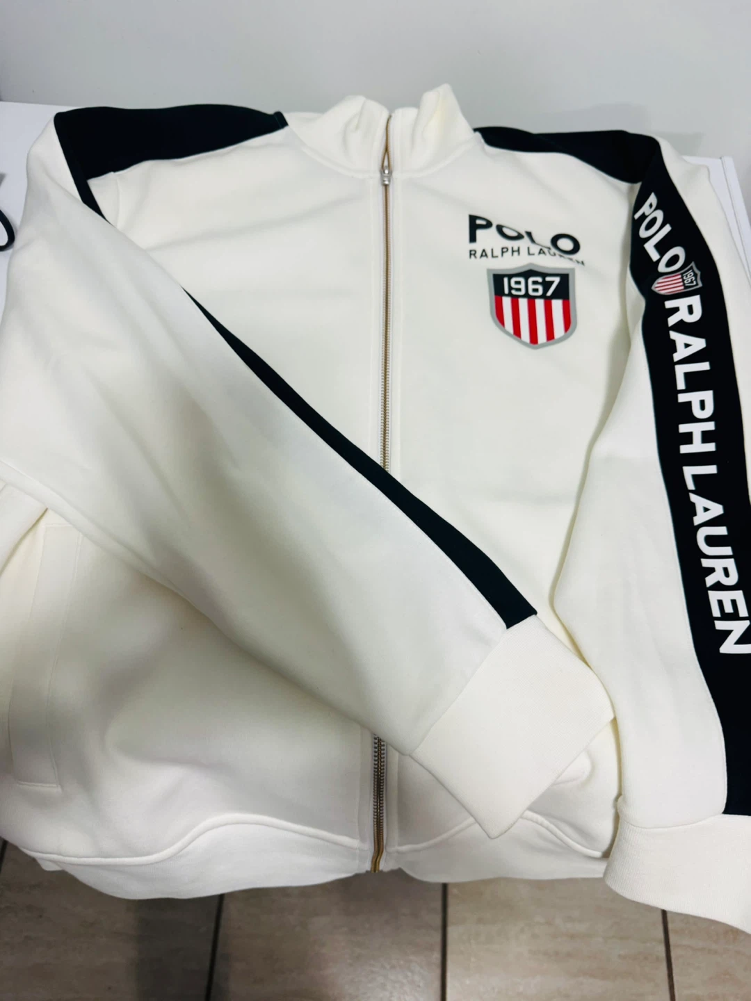 Polo Ralph Lauren Track Jacket - White/Black Size L