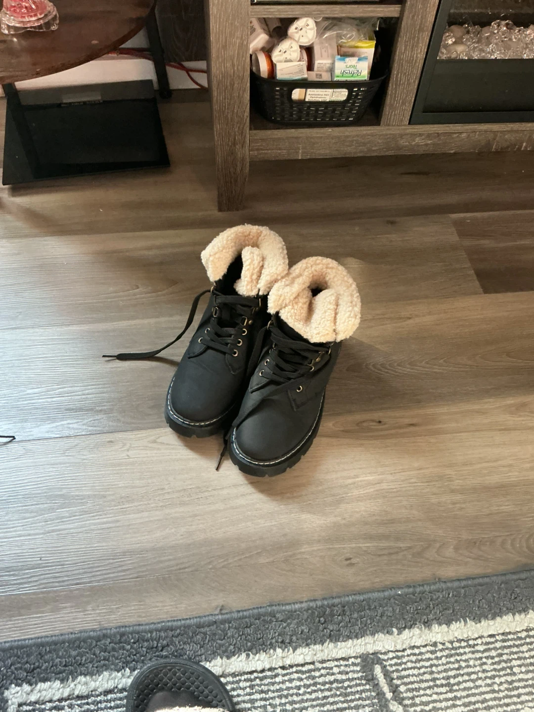 Black Winter Boots with Fur Lining - Size 7 - photo 2