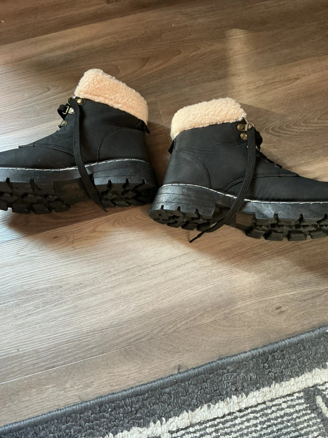 Black Winter Boots with Fur Lining - Size 7 - photo 3